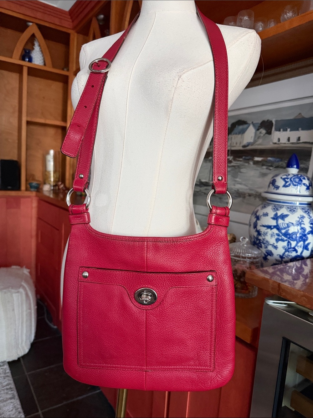 Coach Red Burgundy Leather Crossbody Bag